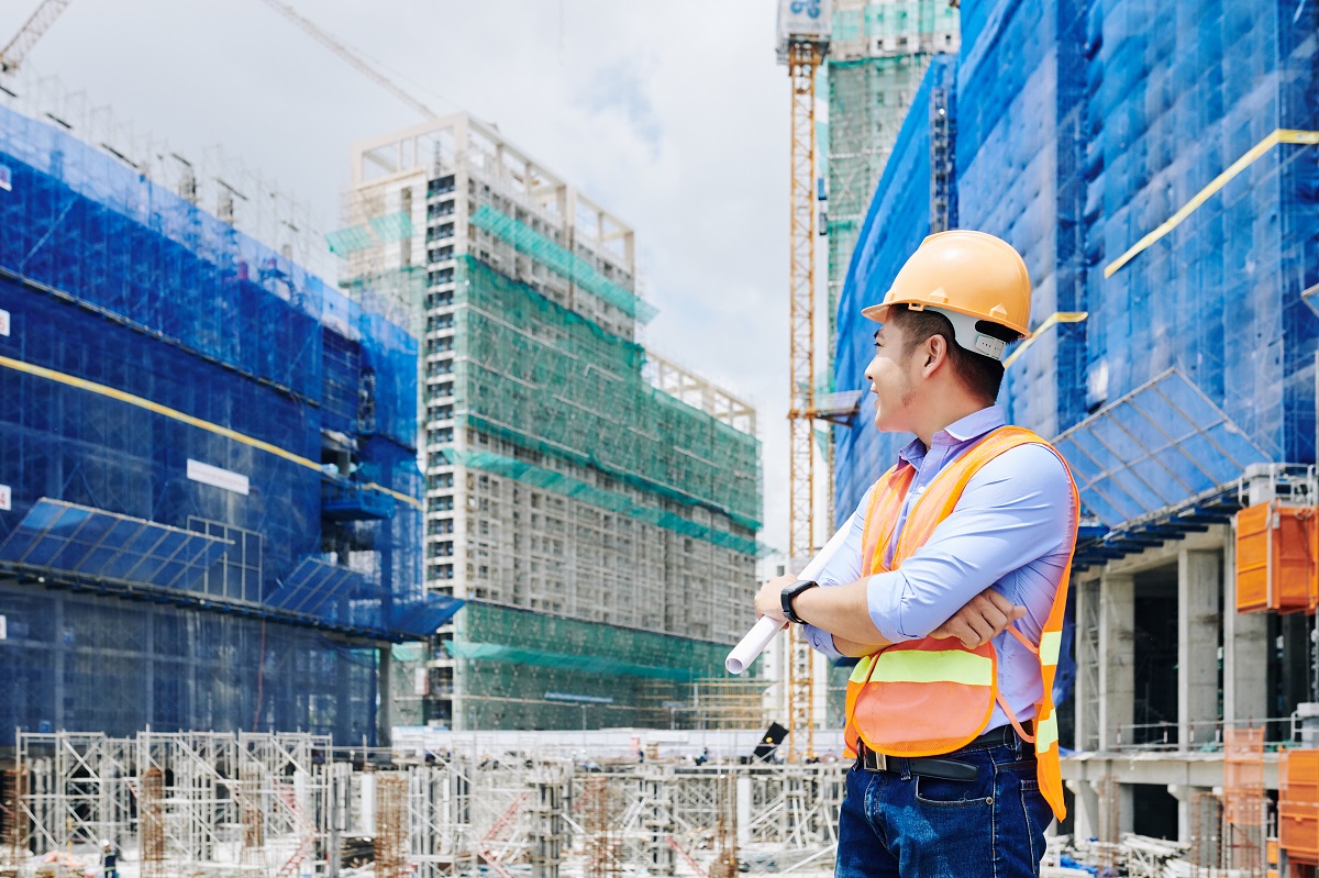 Engineer working at construction site